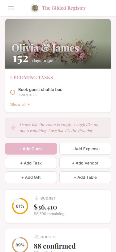 Mobile dashboard view